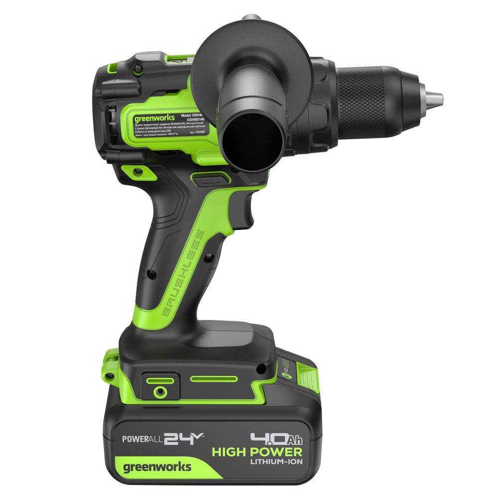 Дрель-шуруповерт ударная акк. Greenworks GD24DD140, 24V,б/щет,70/140Нм,Anti-kickback,1x4Ач,ЗУ,кор (3707607CUB)