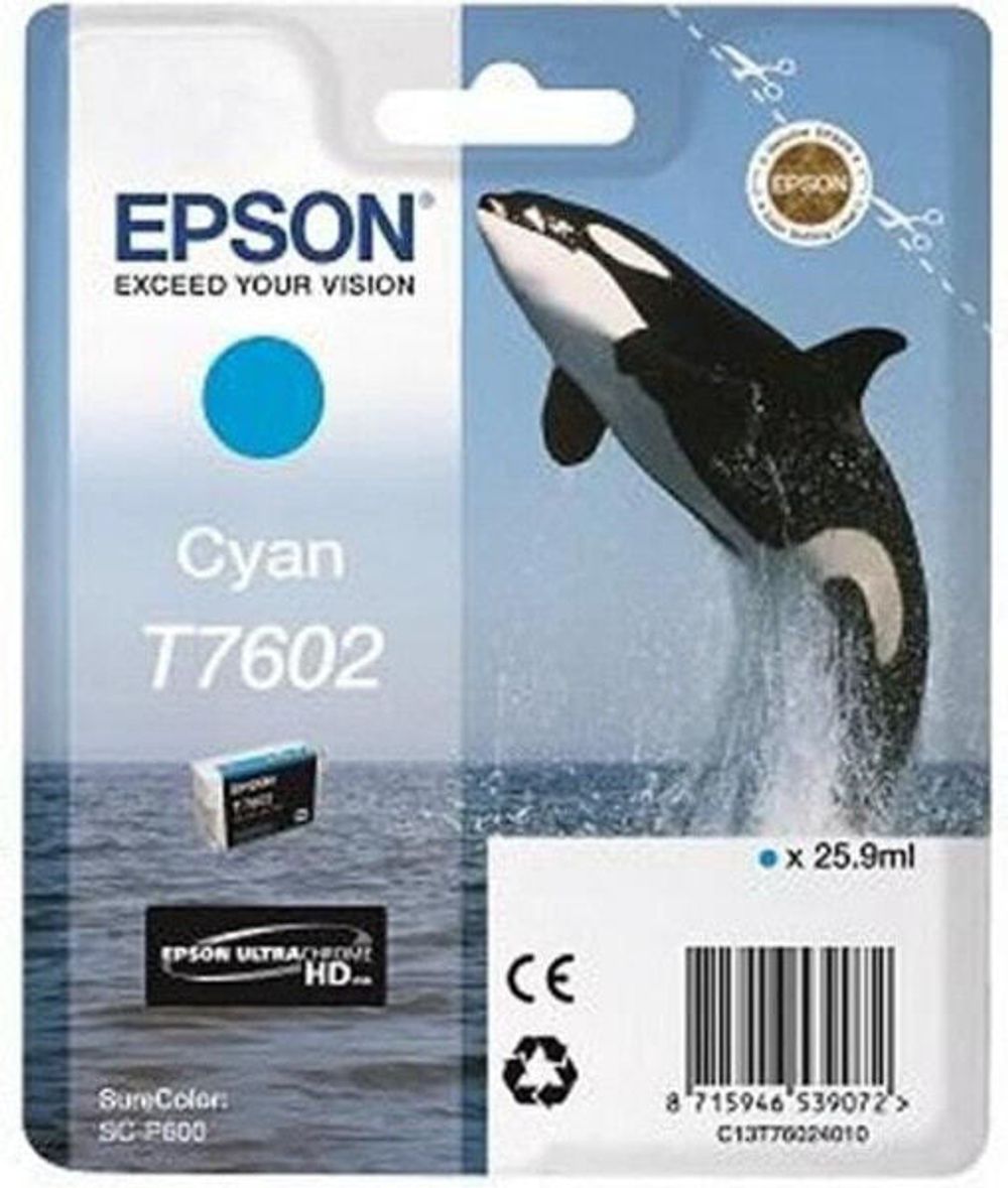 Картридж струйный Epson T7602 Blue