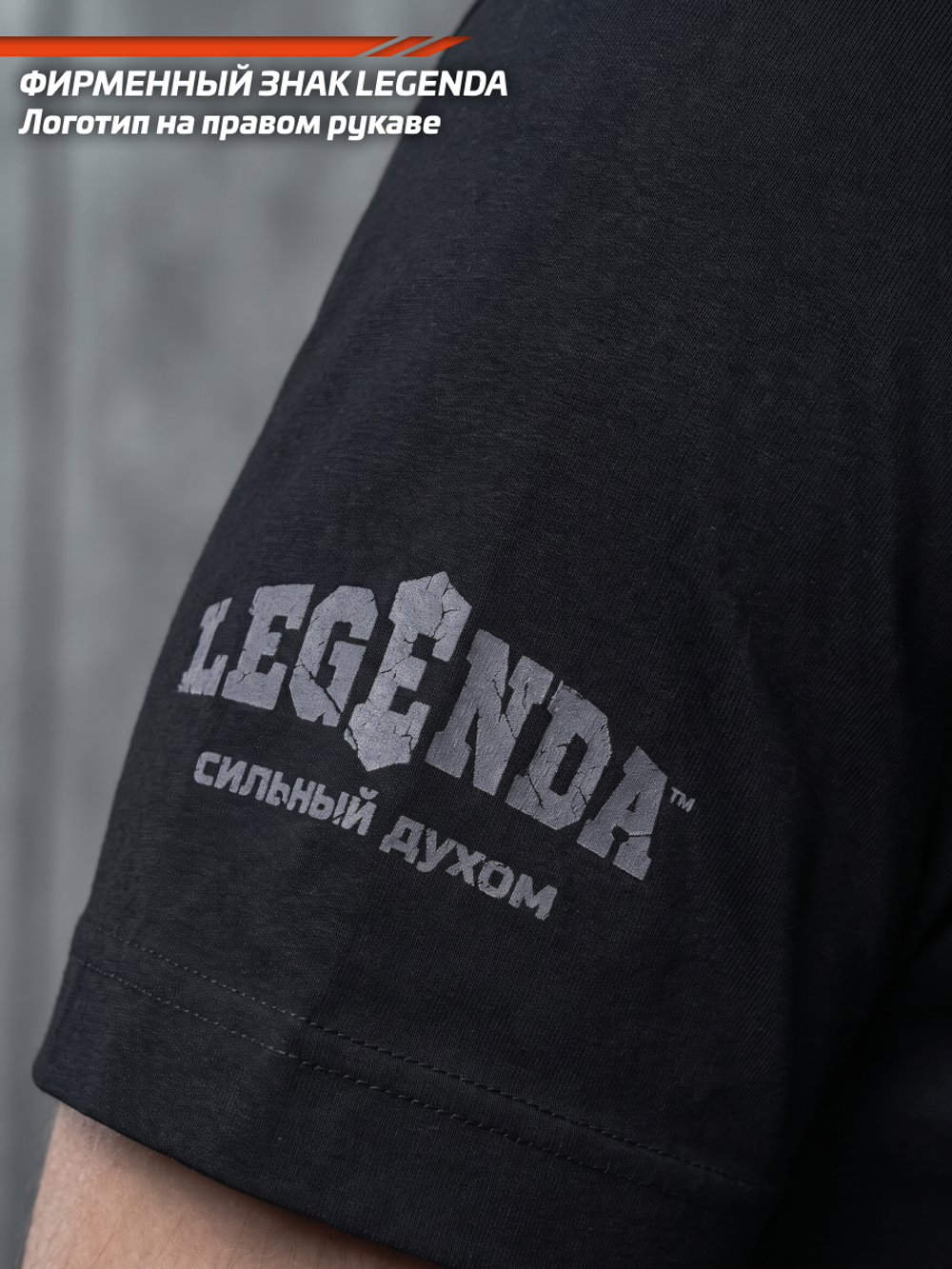 Футболка спортивная  хлопковая мужская черная с вышивкой LEGENDA Советский бокс