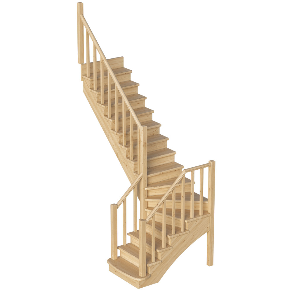 Лестница на второй этаж К-021м Левая с подступенками