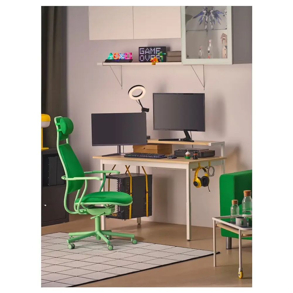 Игровой стол с полкой - IKEA UTVISNING/УТВИСНИНГ ИКЕА, 120x60 см, светло-бежевый/белый