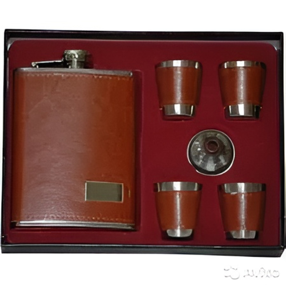 Набор подар.фляга 9oz (240 мл) + 4 стопки+воронка(в ассортименте)