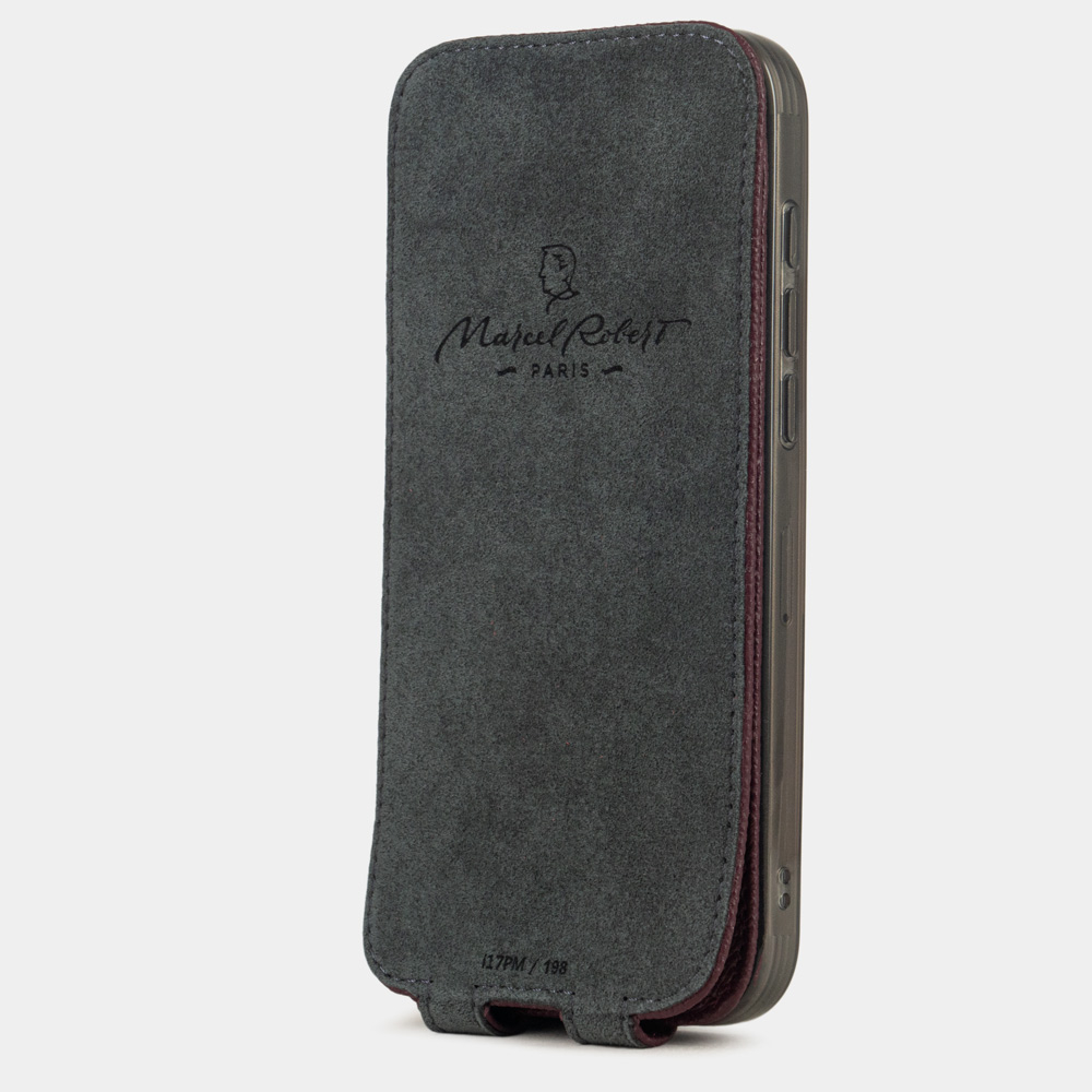 Чехол iPhone 17 Pro натуральная кожа сафьяно, бордового цвета