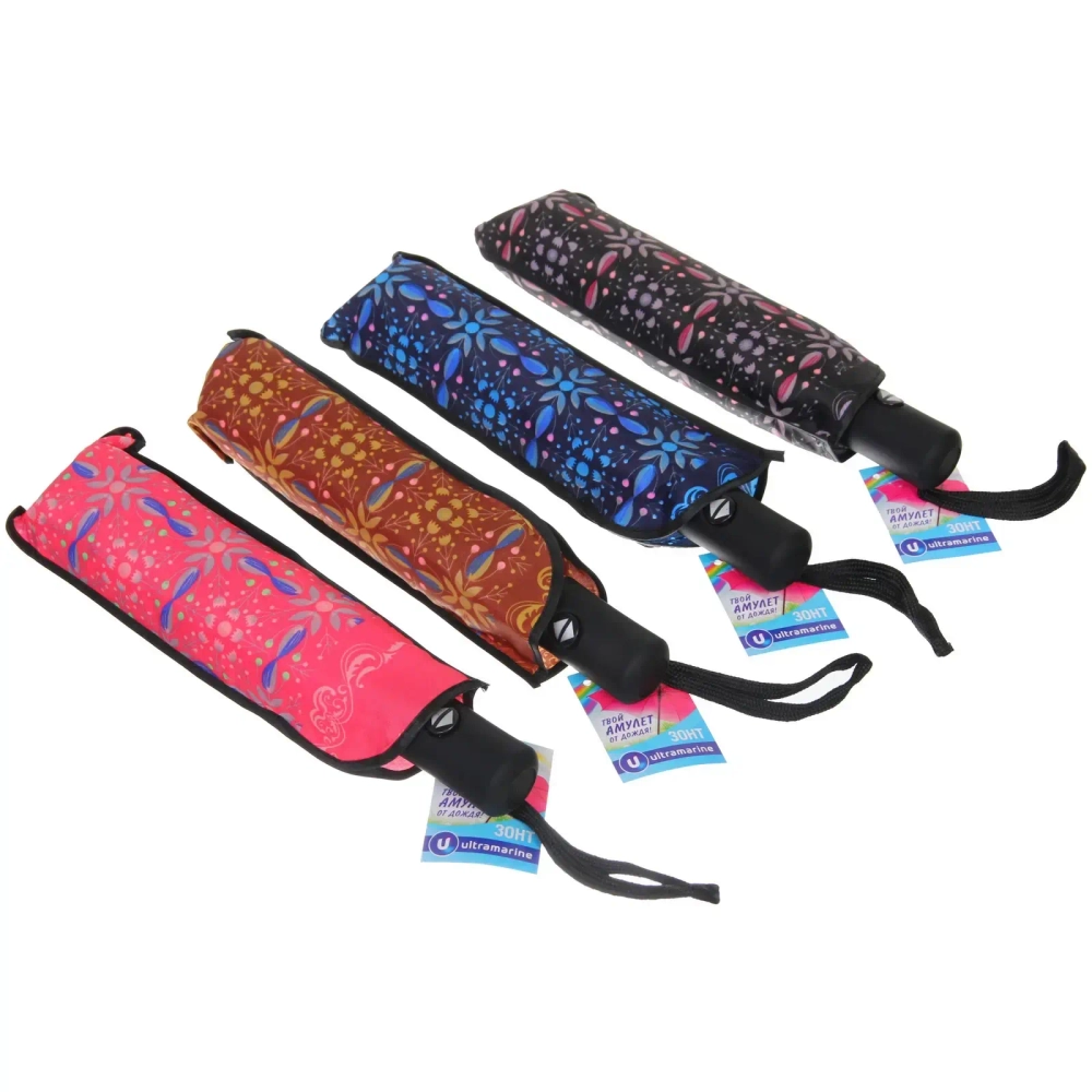 New Зонт женский автомат «Ultramarine - Романеско», микс 4 цвета, 8 спиц, d-108см, длина в слож. виде 28см