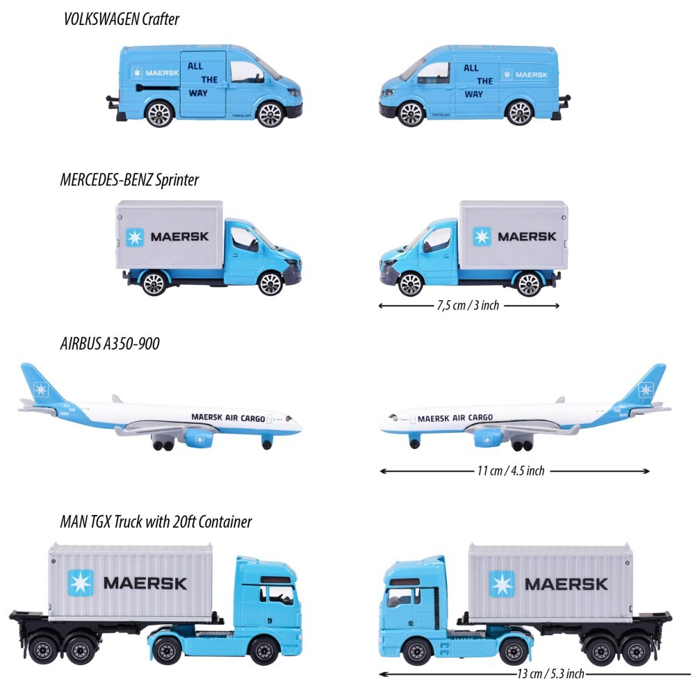 Majorette - Набор транспортных средств Maersk 4 шт 2057290 / артикул   2057290  / GTIN 3467452073360