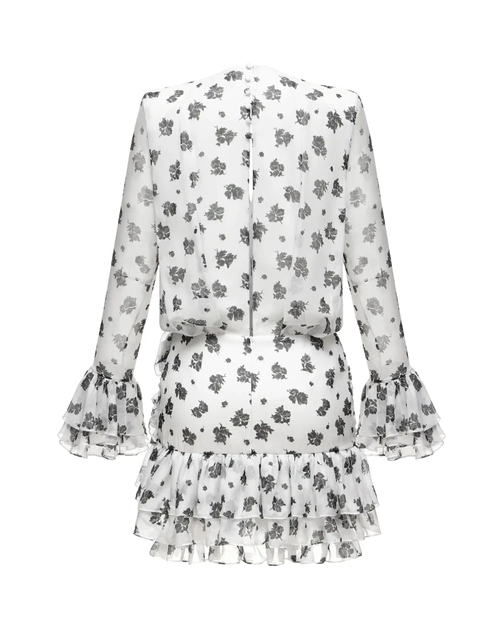 Mira, платье мини из молочного шифона с цветочным принтом, с розой