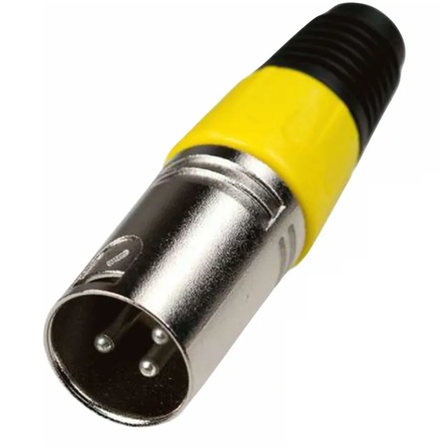 Акустический разъём XLR, 3-х контактный, "папа" (желтый)