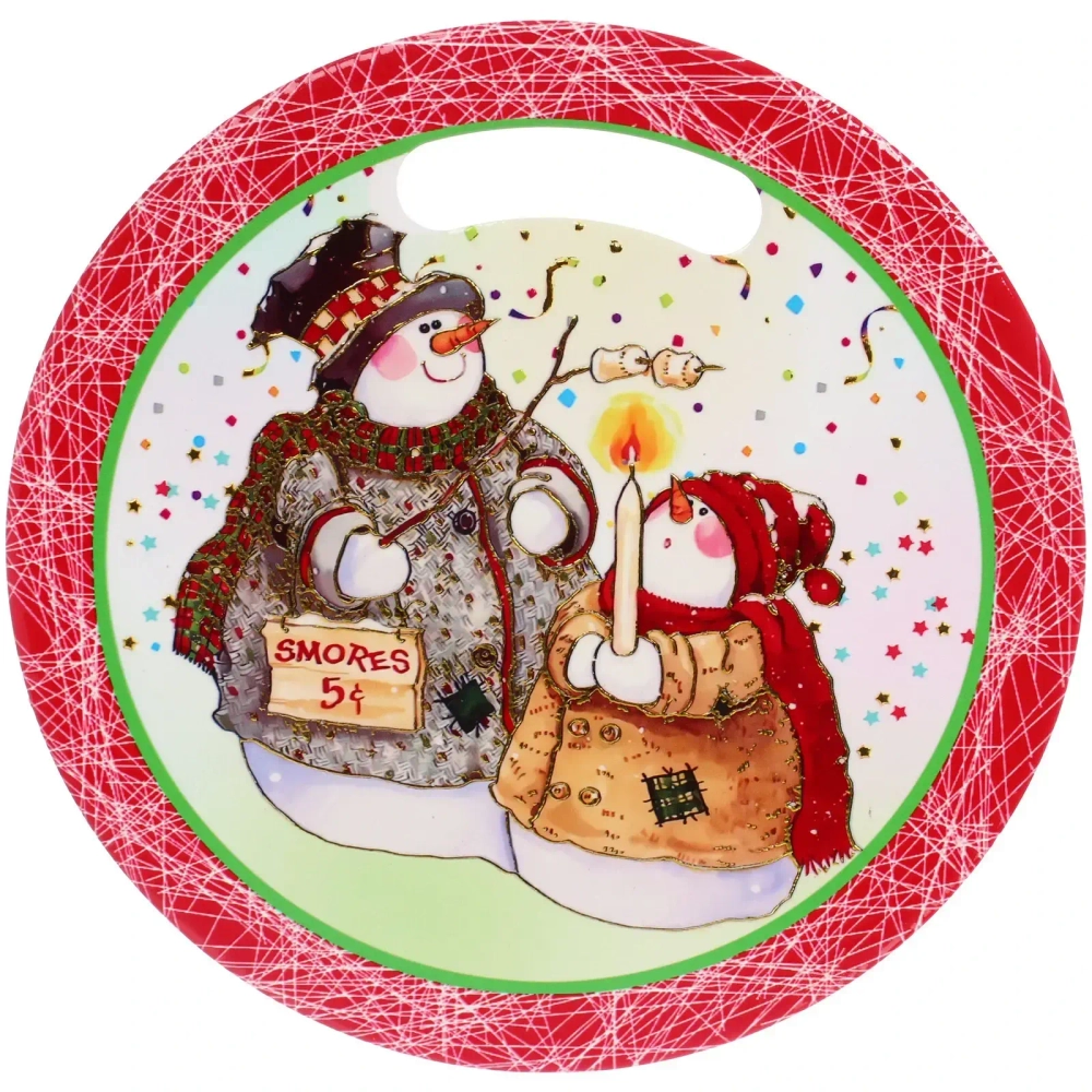 Подставка под горячее керамика 20см «Снеговики волшебники»