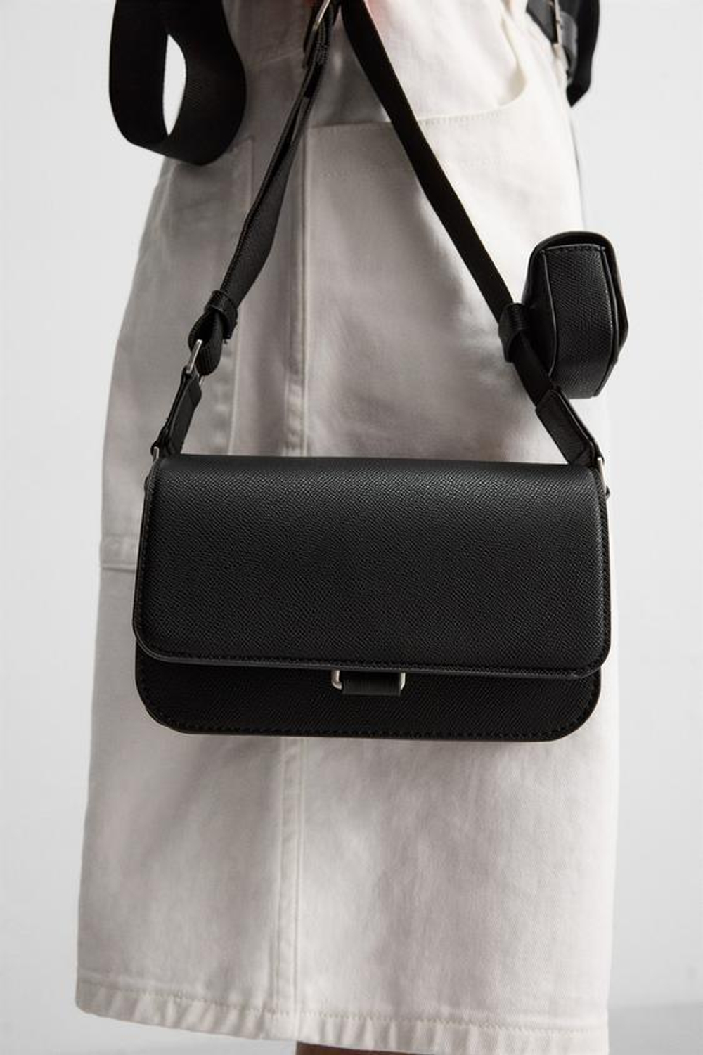 ZARA СУМКА С ТЕКСТУРОЙ, ЧЕРНЫЙ