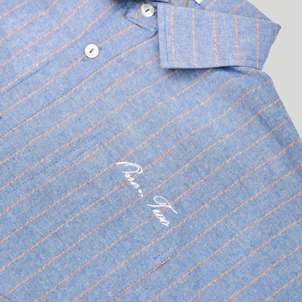 Рубашка One Two Oversized Striped синяя / оранжевая