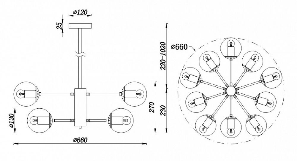 Люстра на штанге Freya Richard FR5596PL-10CH
