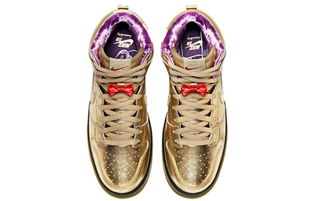 Nike Dunk SB Moisture casual lightweight breathable high-top sneakers for men and women with the same metal brass