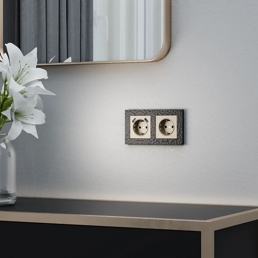 Рамка на 2 поста Hammer (черный) W0022408