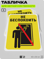 Табличка для частной территории "Не беспокоить", на дом, для участка, организаций и частных территорий, предупреждающая, 40х30 см, Silver Plane x Айдентика Технолоджи
