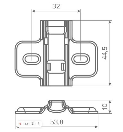Крестообразная ответная планка Clip-on под саморез, H2, черная AQ