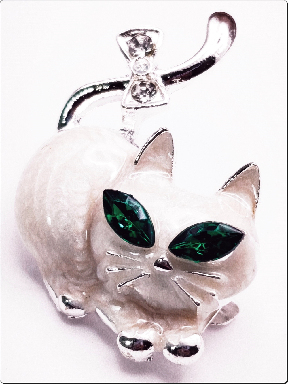 Брошь булавка "Кошечка" серебристая.