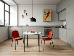 Стол обеденный Ror, Ø90 см, черный/серый