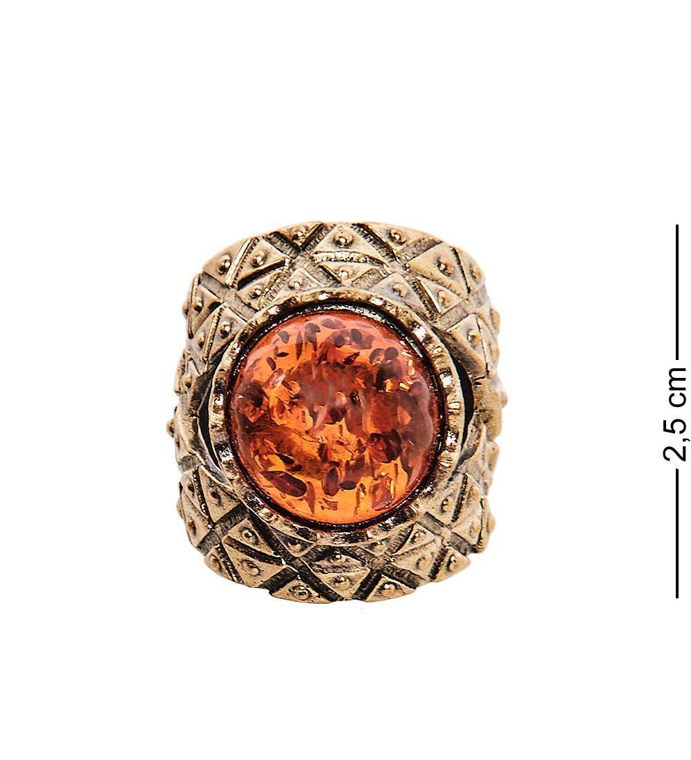 AM-2456 Кольцо «Королевское» (латунь, янтарь)