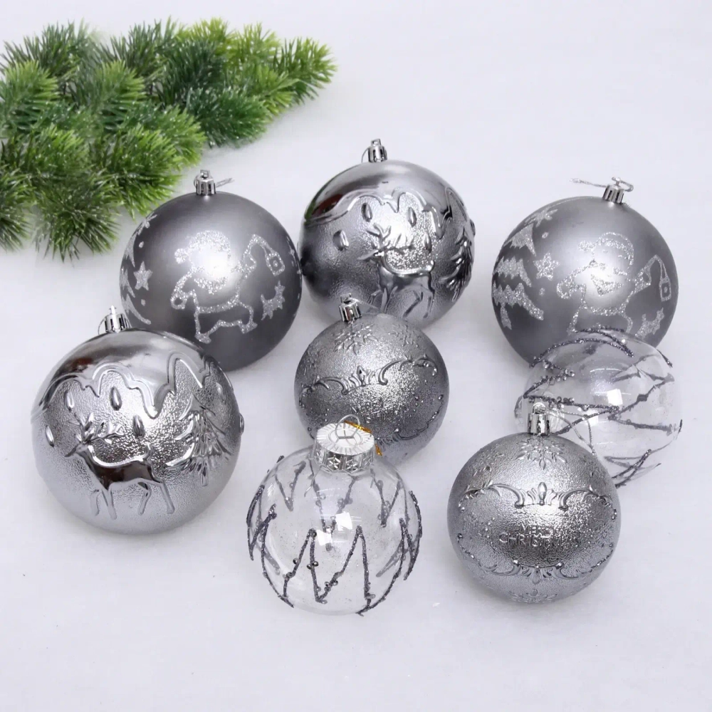 Набор шаров «Wonderful highlights» 8 см + 10 см (24 предмета), Графит