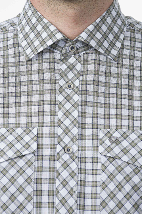 Сорочка мужская VESTER короткий рукав, клетка, хлопок 75814 76