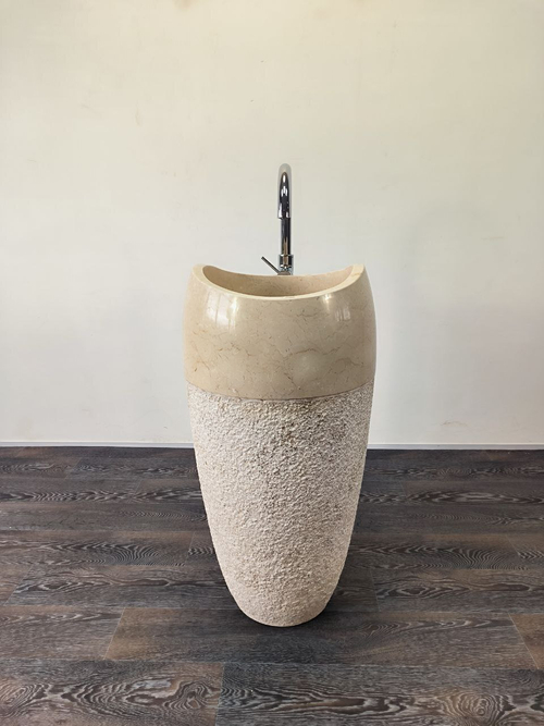 Раковина напольная из мрамора Pedestal Cream Gentong MN-65914 45х45х88 из натурального камня