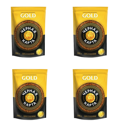Кофе растворимый Черная Карта Gold, 285 г пакет х 4 шт