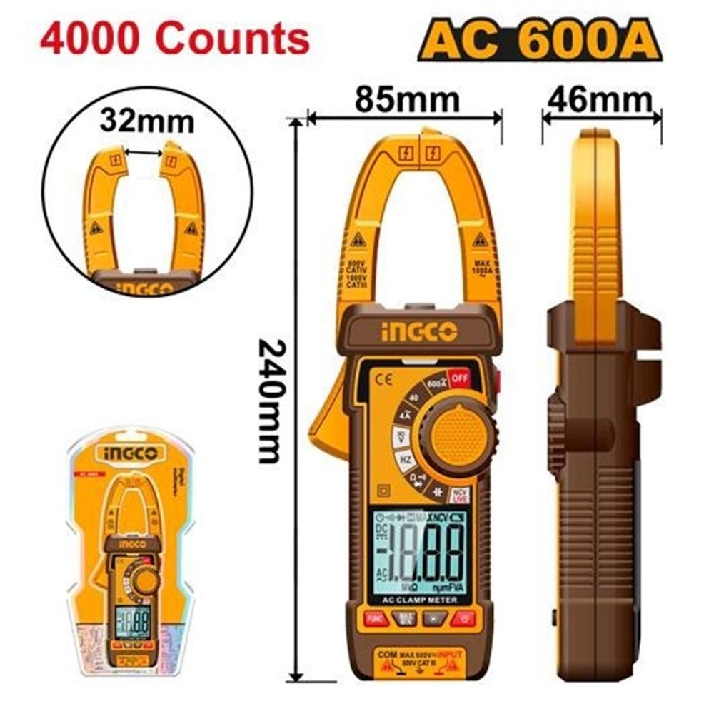 Мультиметр цифровой INGCO DCM66001 INDUSTRIAL 600 А AC