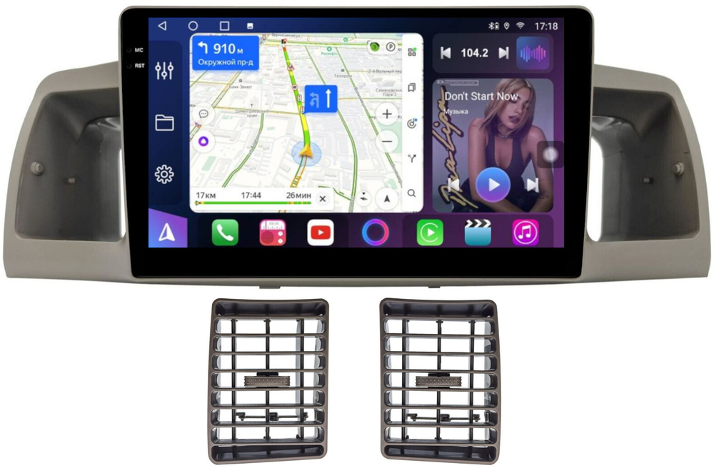 Магнитола для Toyota Corolla 120 2000-2007 (рамка бежевая с воздуховодами) - FarCar BM9-9648BR монитор 9.5" QLED на Android 14, TS10, 4+32Гб, CarPlay, 4G SIM-слот