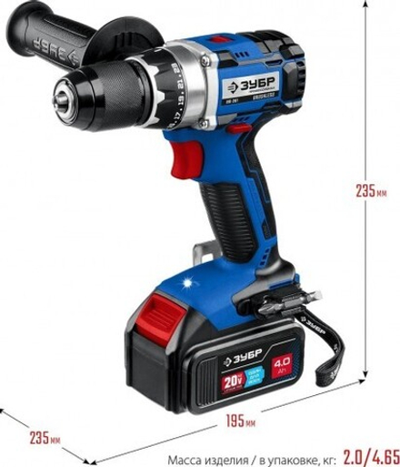 Дрель-шуруповерт аккумуляторная ЗУБР DB-201-42 Профессионал