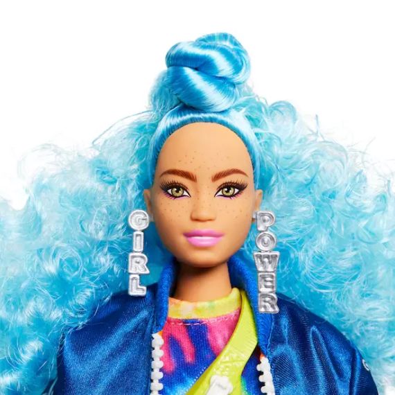 Kukla \ Кукла Barbie Extra Doll with Curly Blue Hair, Skateboard, & 2 Kittens-N