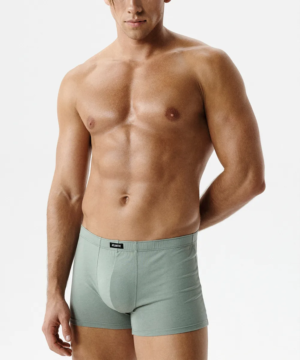 Мужские трусы шорты Atlantic, набор из 2 шт., хлопок, светло-зеленые + графитовые, 2RMH-007