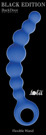 Синяя упругая анальная цепочка Flexible Wand - 18 см.
