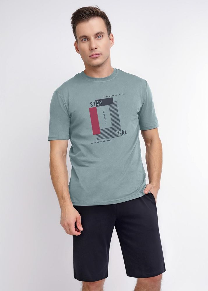 Комплект мужской с футболкой и шортами 609029/2п (сер/черн)