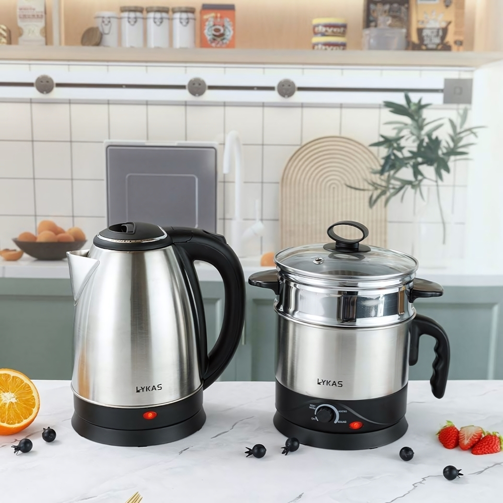 Набор: чайник электрический 1,8л, электрокастрюля 1,5л, серия LYKAS, металл