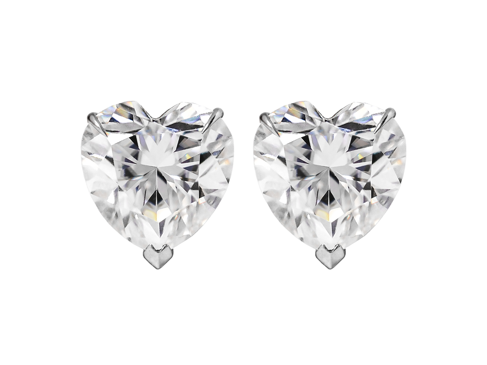 Пусеты с муассанитами огранки "Сердце" общей массой 2.4 ct