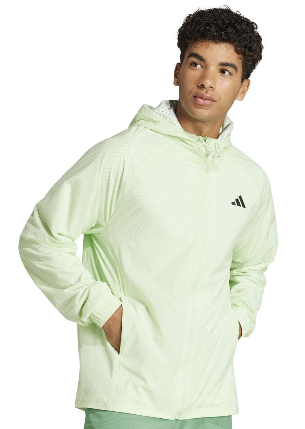 Мужская теннисная куртка Adidas Pro Semi-Transparent Full-Zip - semi green spark