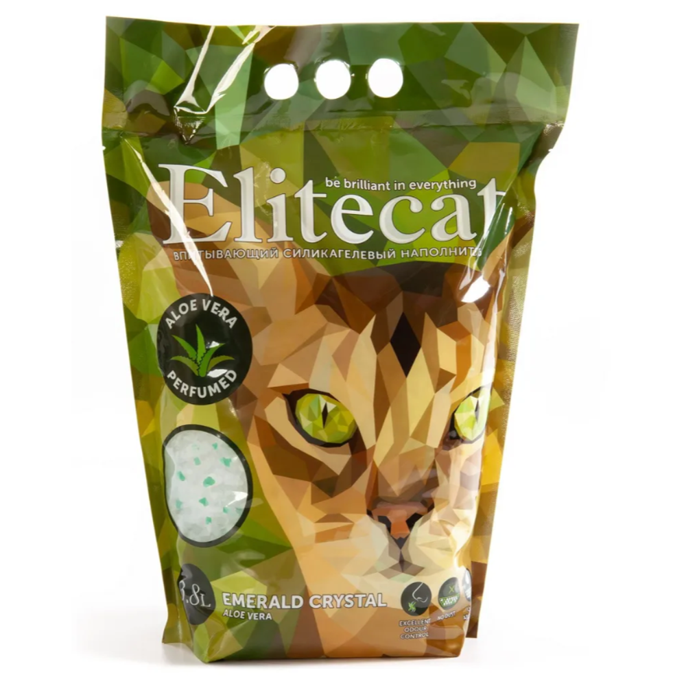 Elitecat наполнитель впитывающий силикагель "emerald aloe vera", 3.8л