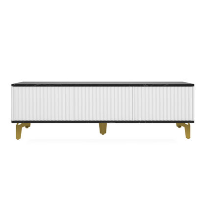 Тумба под телевизор на ножках ROYAL 5031 эко (Мрамор Неро-Золото)