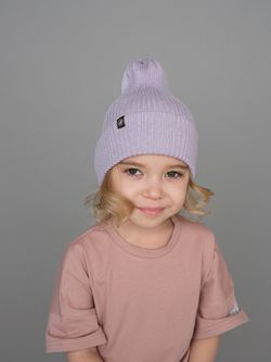 Шапка вязаная-резинка хлопковая КЭП(Лаванда)
