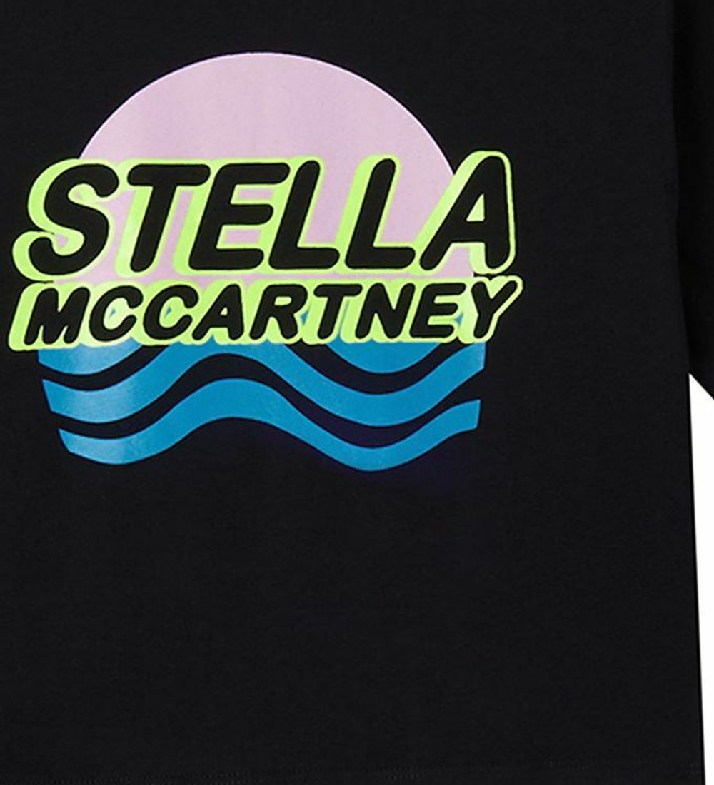 Футболка STELLA McCARTNEY Черный/Термопринт: разноцветный логотип (Девочка)