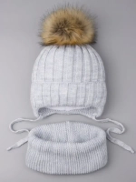 Шапка зимняя для девочек вязаная и снуд