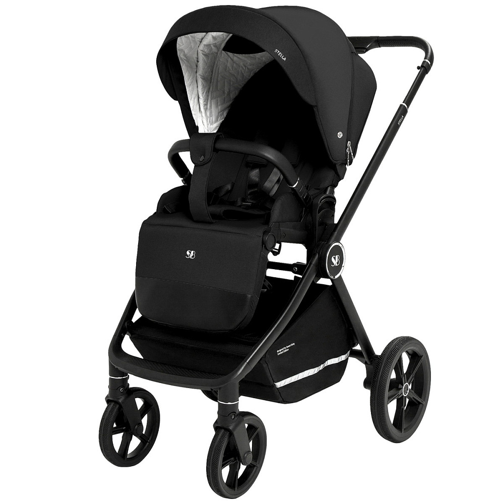 Коляска 4 в 1 Sweet Baby Stella + автокресло Elegante Plus с базой i-Size ISOFIX DK780 Black