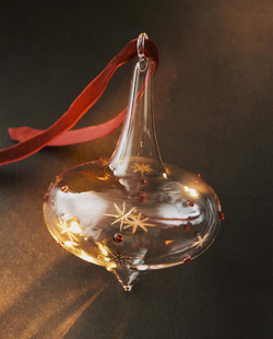 ZARA HOME НОВОГОДНЕЕ ЕЛОЧНОЕ УКРАШЕНИЕ ИЗ БОРОСИЛИКАТНОГО СТЕКЛА "ВОЛЧОК", ПРОЗРАЧНЫЙ