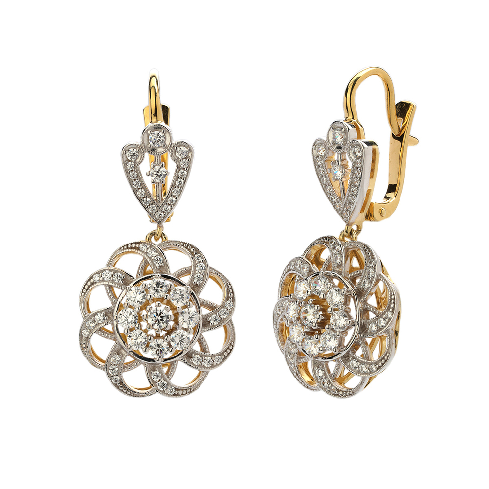 Серьги с фианитом из серебра 925 пробы JA-S-13875РАЦ