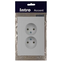 Розетка Intro Accent 6-204-01 2х2P, 16А-250В, IP20, СУ, AL/CU, белый | Intro