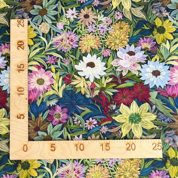 ПОЛЕВЫЕ ЦВЕТЫ, РОМАШКИ, НАРЦИССЫ , отрез 25 см - 100% хлопок 2