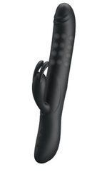 Чёрный вибратор с вращающимися бусинами Colin - 25 см. (Цвет: черный)