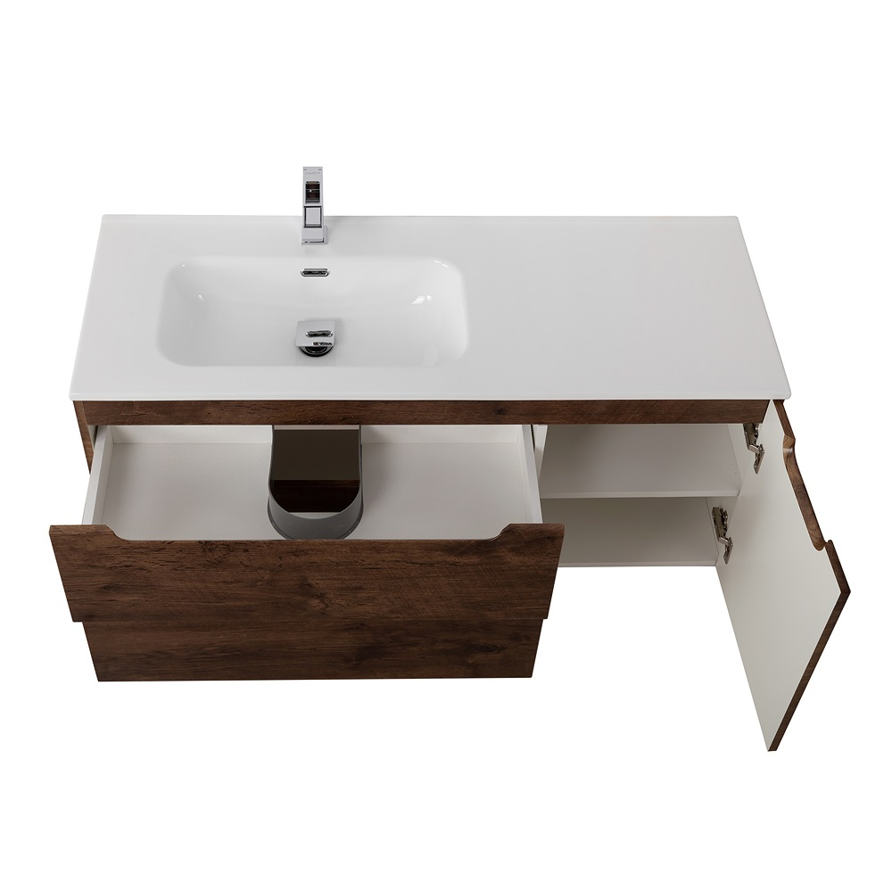 Подвесная тумба с раковиной BelBagno ETNA 120 Rovere Moro левая, ETNA-1200-2C-1A-SO-RW-L + BB1200ETL-L