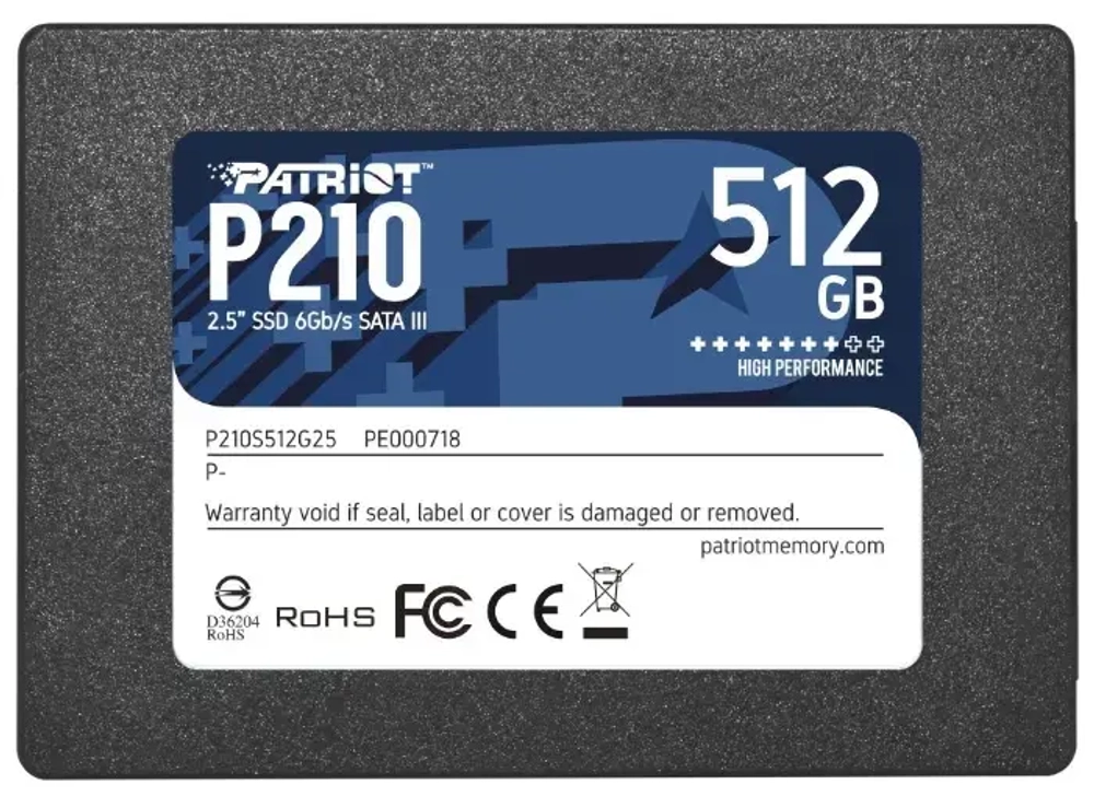 Твердотельный накопитель SSD 512 Gb SATA 6Gb/s Patriot P210 P210S512G25 2.5" 3D TLC