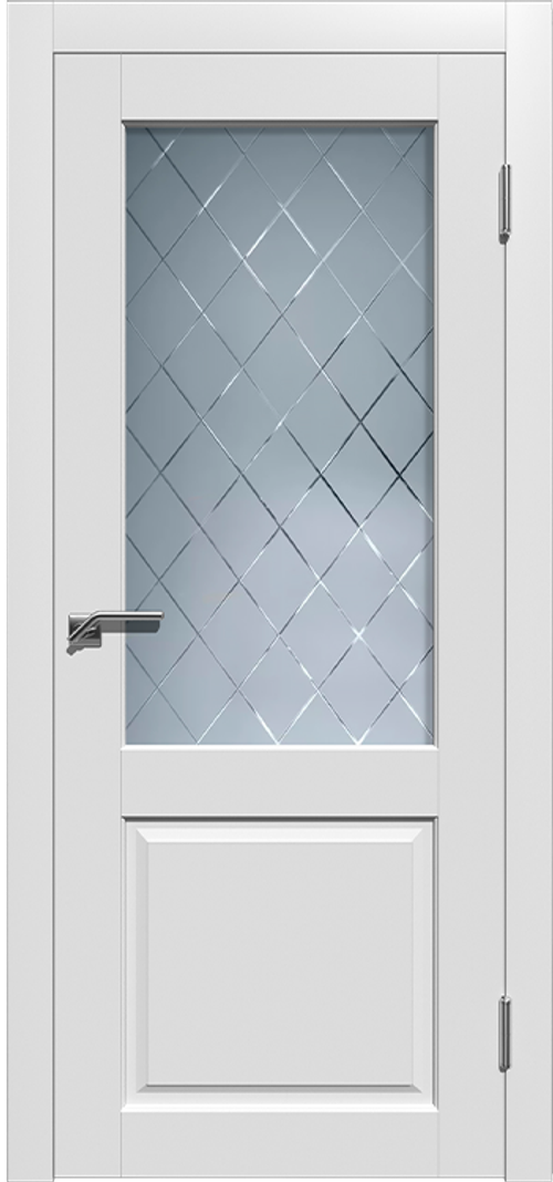 Межкомнатная дверь Гранд 2 / Цвет РАЛ 9003 / Остекление "Сатинат белое" / Двери Верда